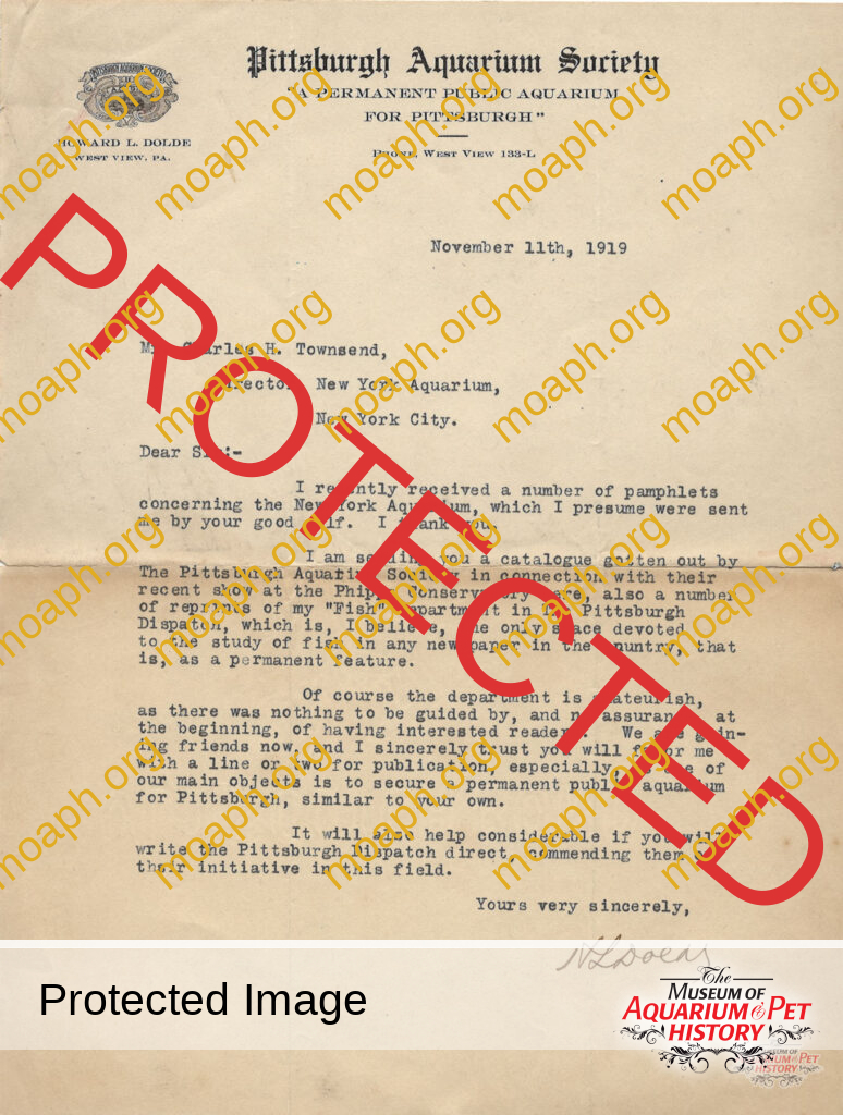 Pittsburgh Aquarium Society 1919