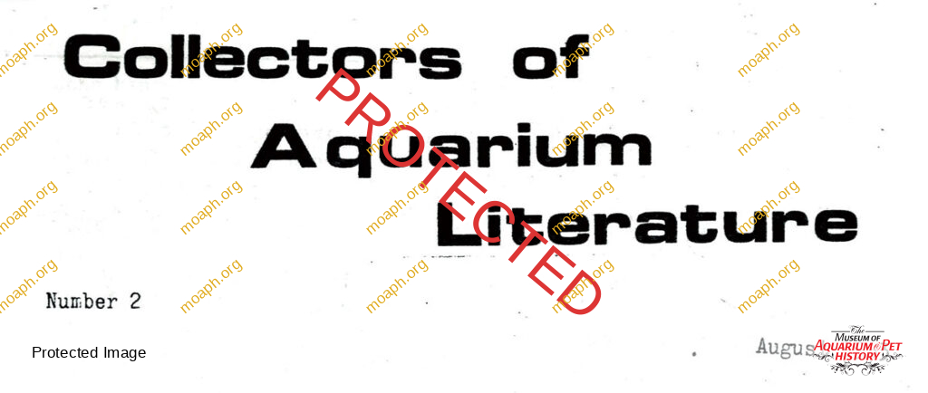 Collectors of Aquarium Literature-Number 2 August 1983