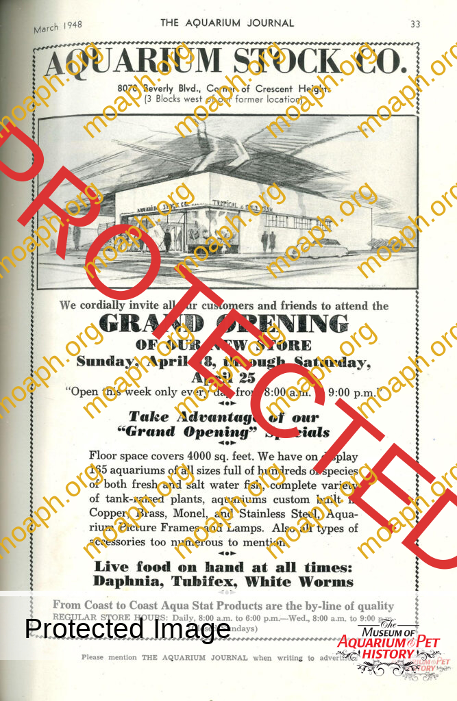 Aquarium Stock Company 1948 Ad
