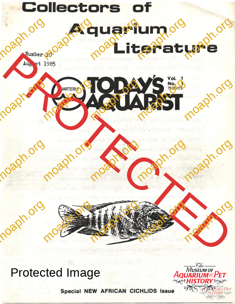 Collectors of Aquarium Literature - Number 10 August 1985