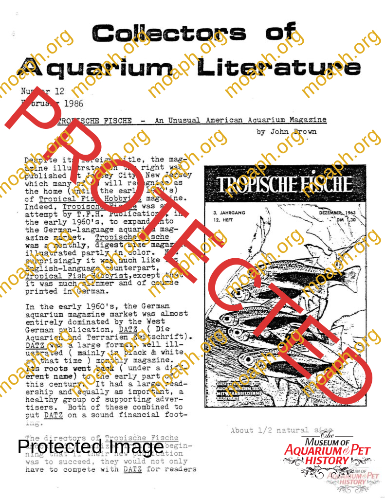 Collectors of Aquarium Literature - Number 12 February 1986