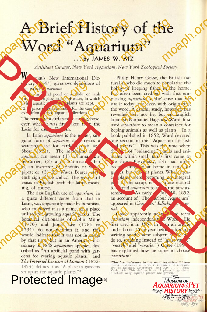 A Brief History of the Word "Aquarium"