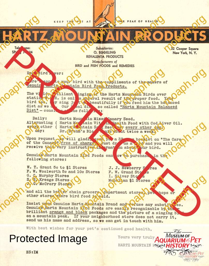 Hartz Mountain Letter
