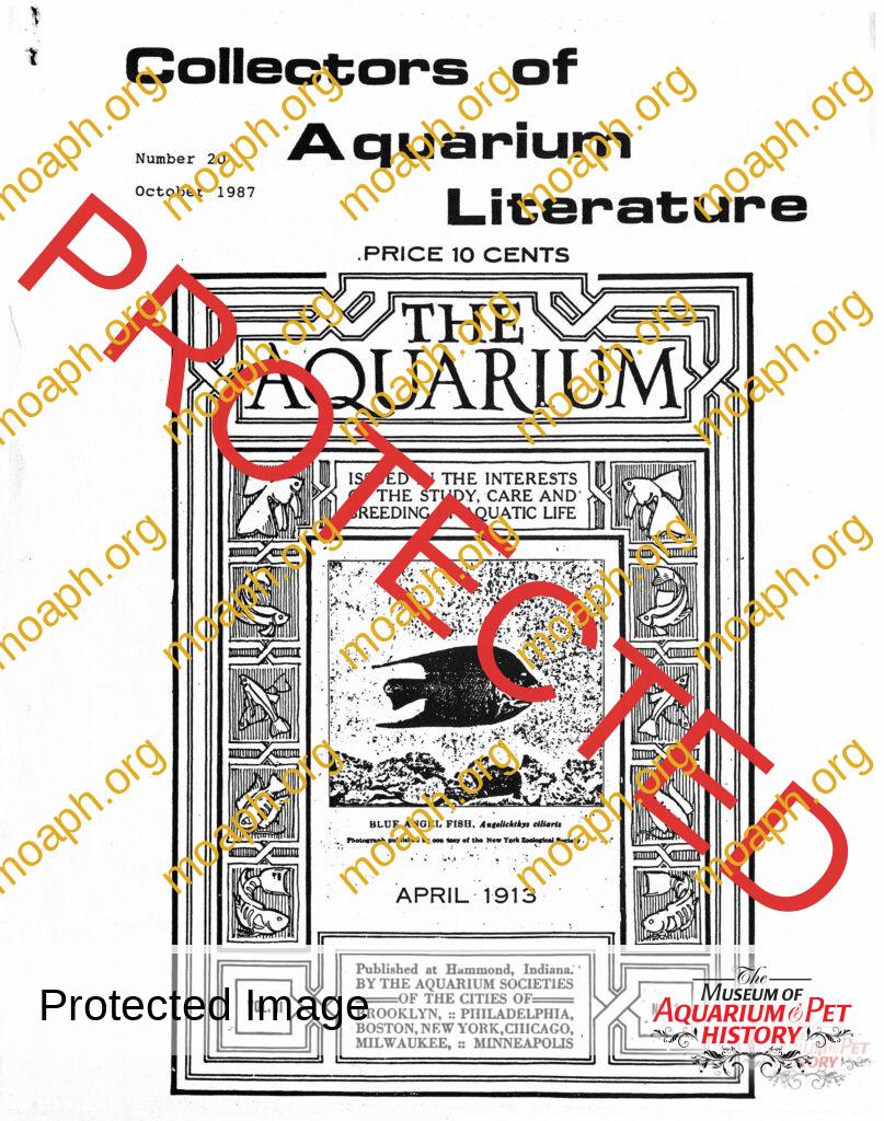Collectors of Aquarium Literature - Number 20 October 1987