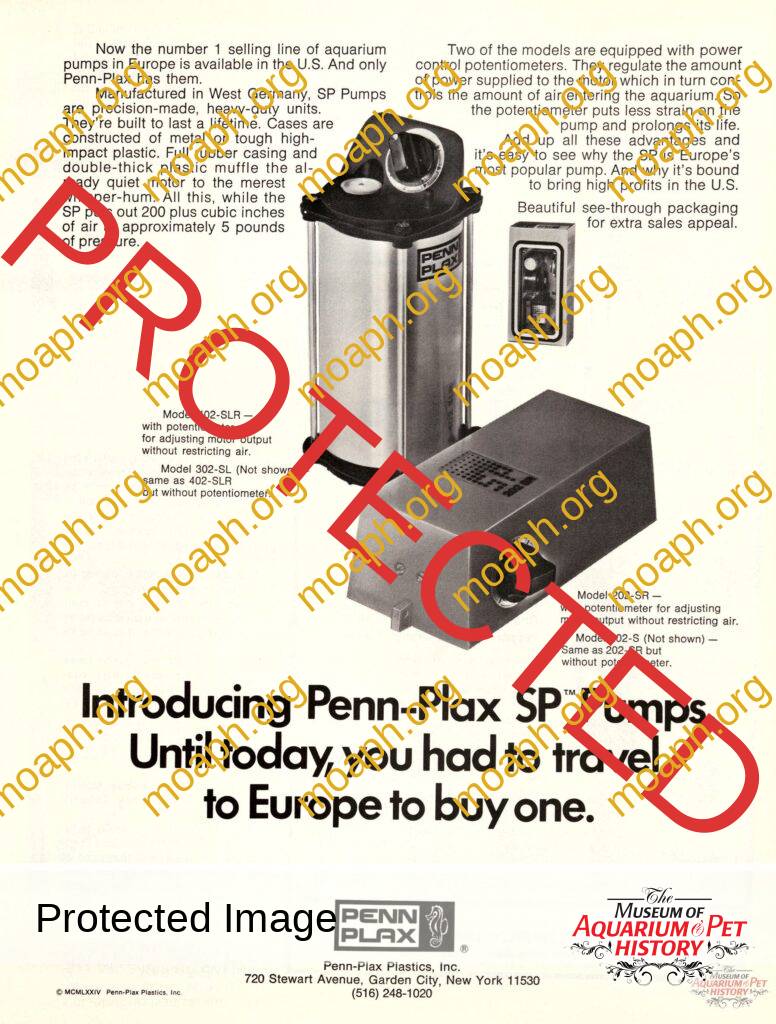 1974 Penn Plax SP Pump Ad