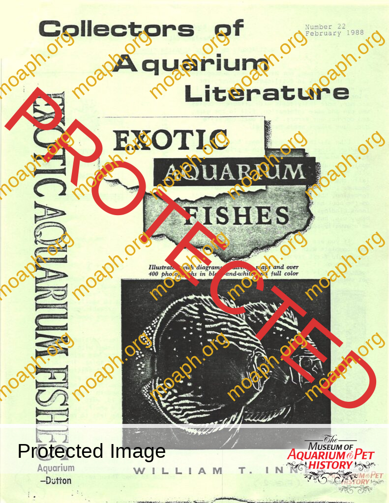 Collectors of Aquarium Literature - Number 22 February 1988