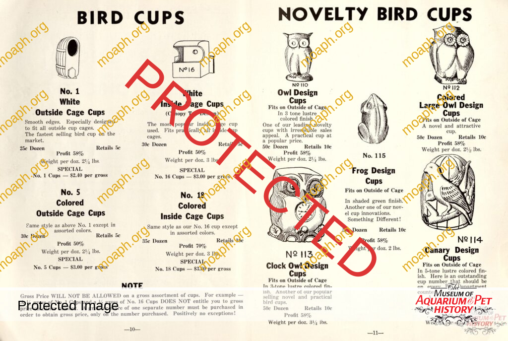 1937 Bird Feeder Cups