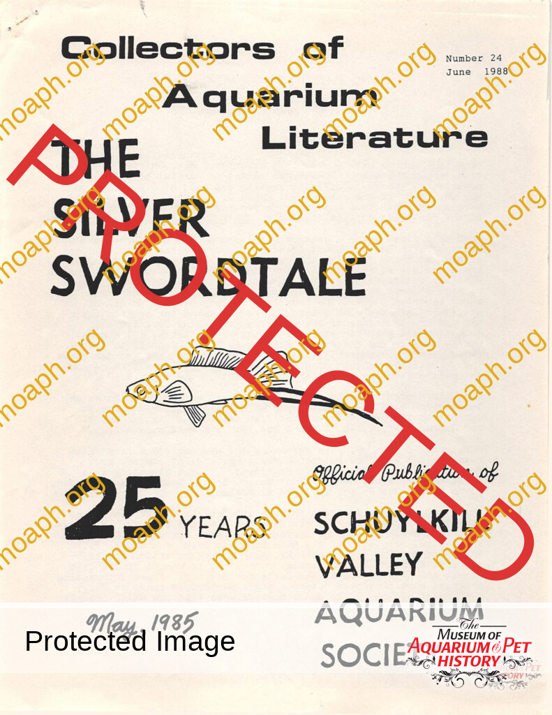 Collectors of Aquarium Literature - Number 24 June 1988