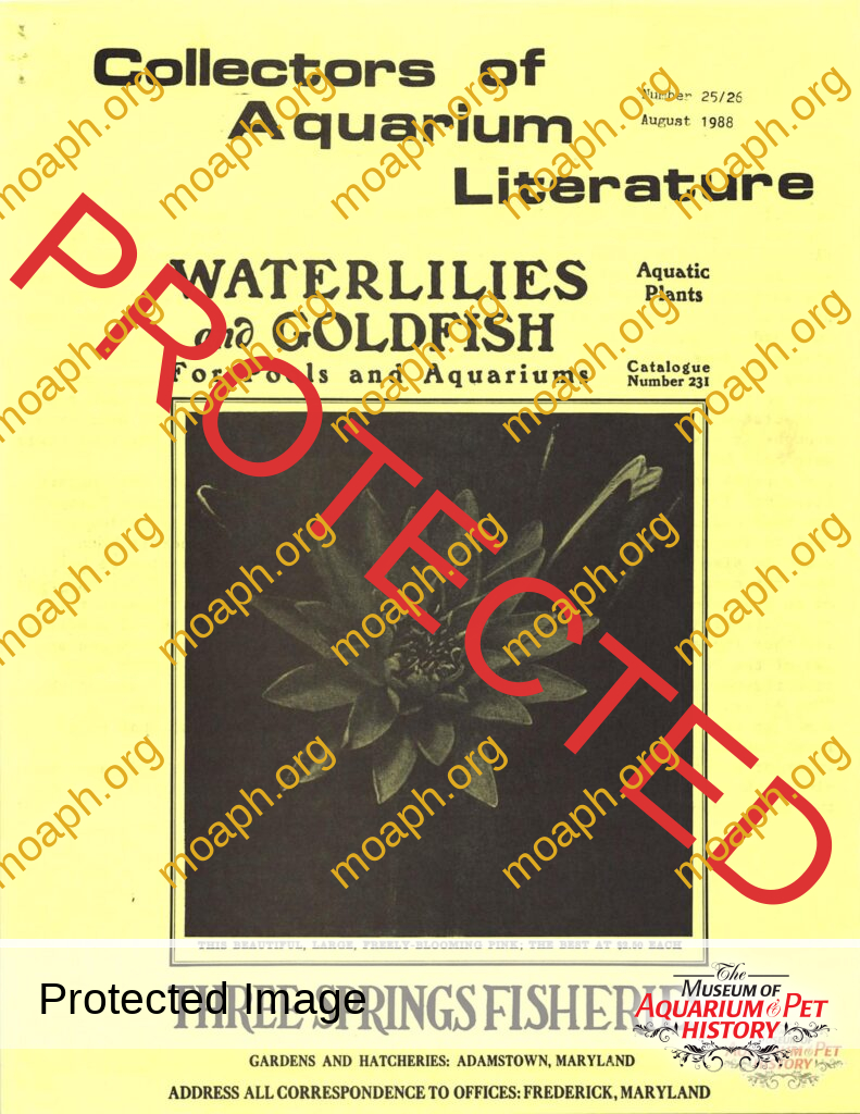Collectors of Aquarium Literature - Number 25/26 August 1988