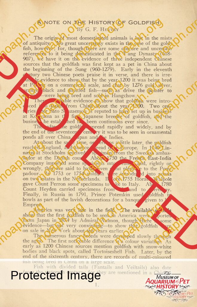 A Note on the History of Goldfish