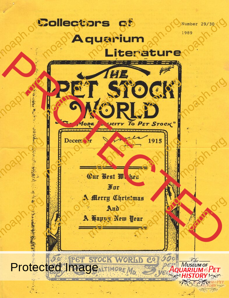 Collectors of Aquarium Literature - Number 29/30 March-July 1989