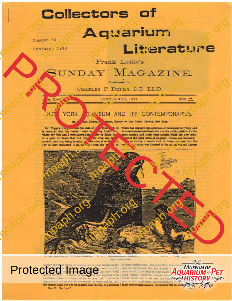 Collectors of Aquarium Literature - Number 34 February 1990