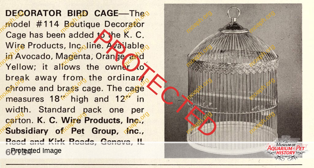 1972 KC Wire Products Bird Cage Ad