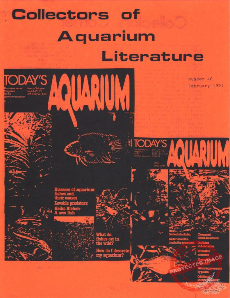 Collectors of Aquarium Literature - Number 40 February 1991