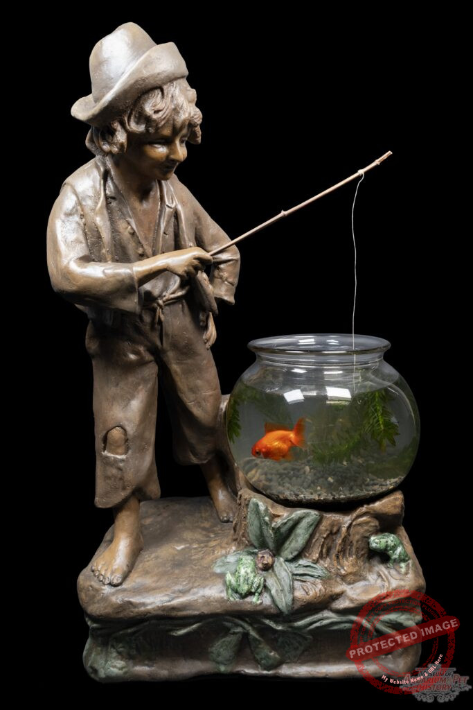 1910 Fishing Boy Fishbowl Stand