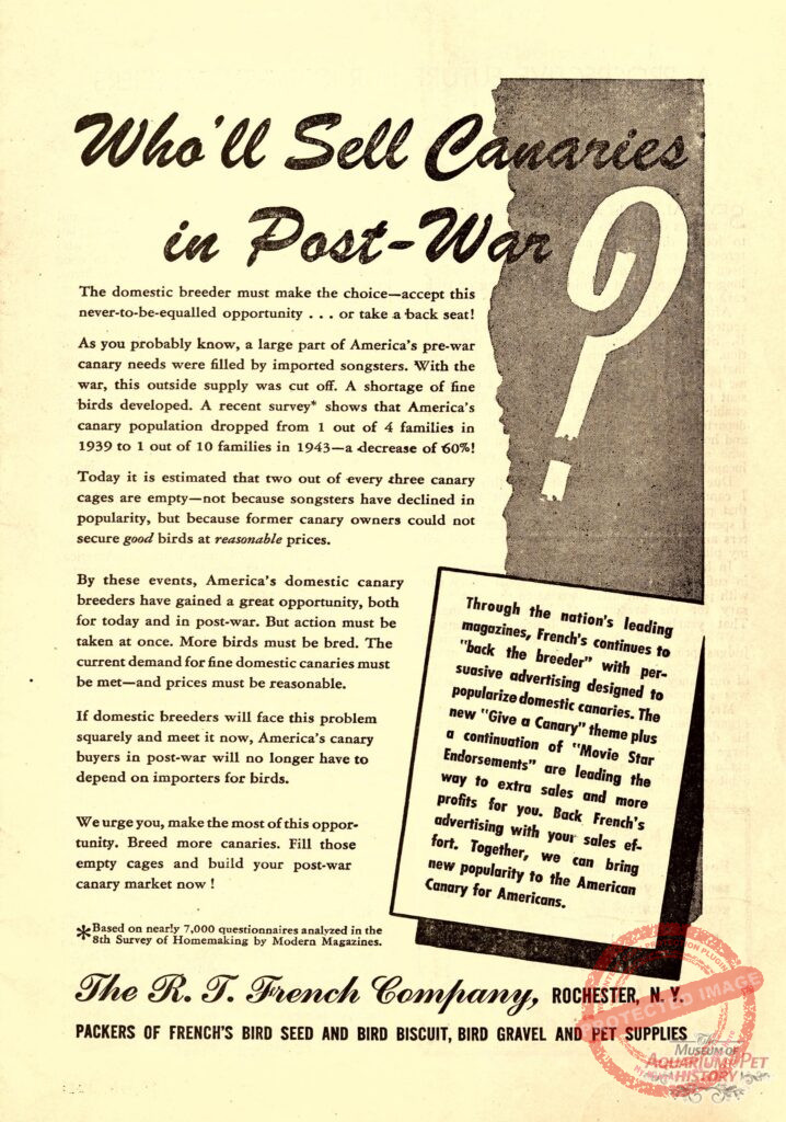 Who'll Sell Canaries in Post-War?