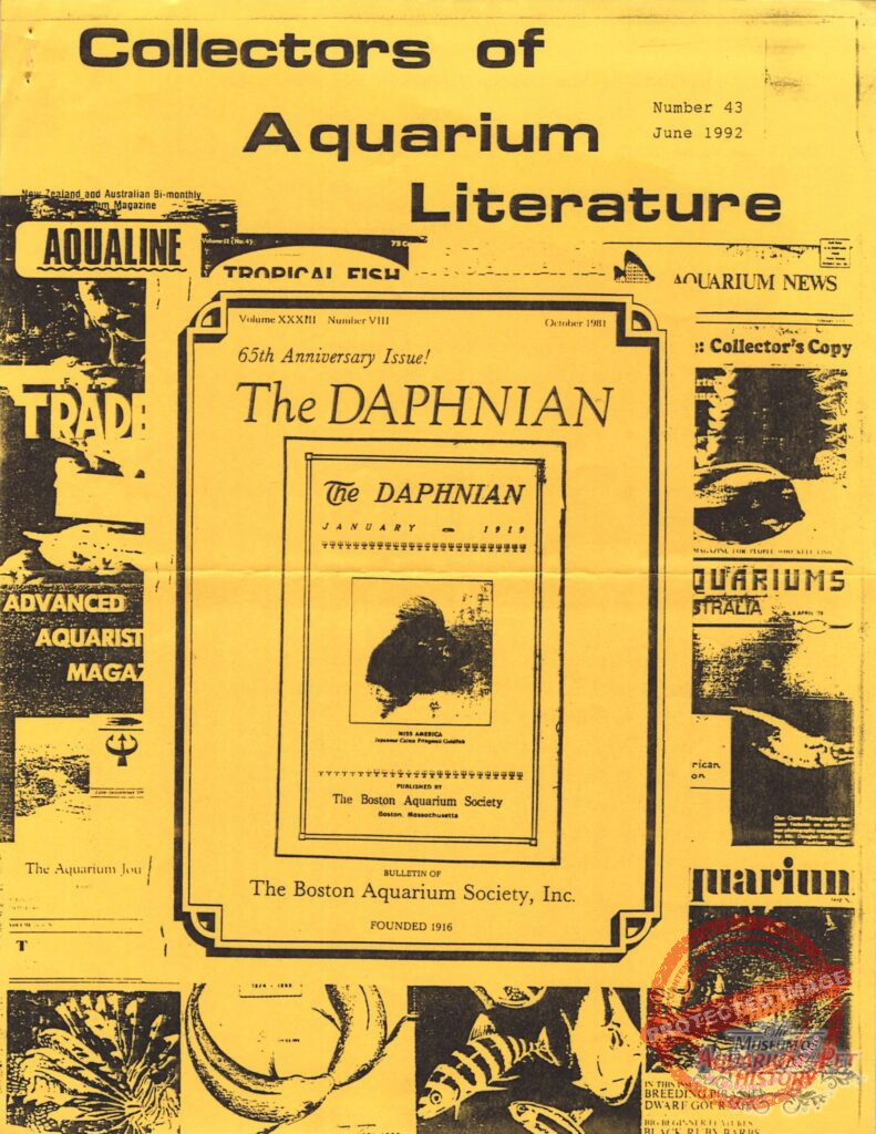 Collectors of Aquarium Literature - Number 43 June 1992