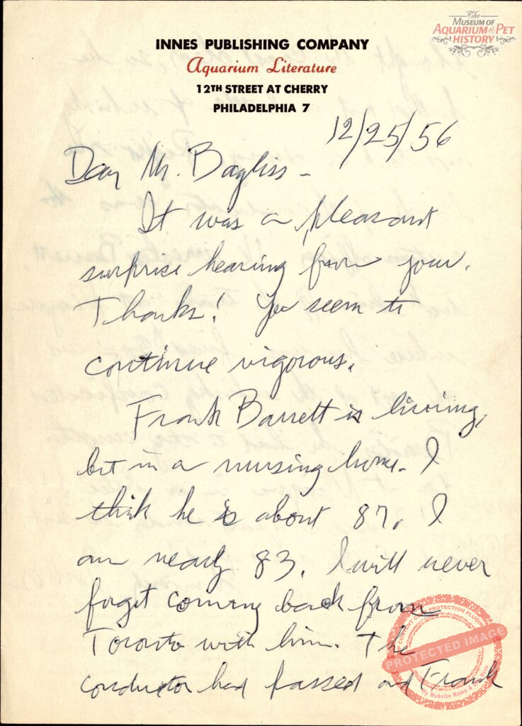 Famous Letter from 83 Year Old Legend William T. Innes