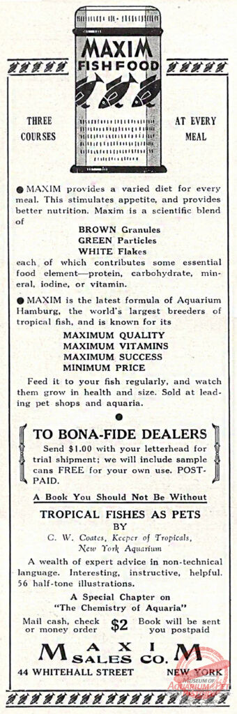 Maxim Fish Food 1934 Ad
