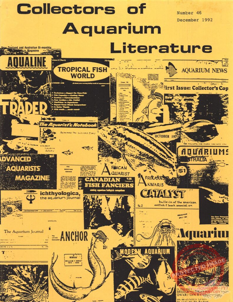 Collectors of Aquarium Literature - Number 46 December 1992